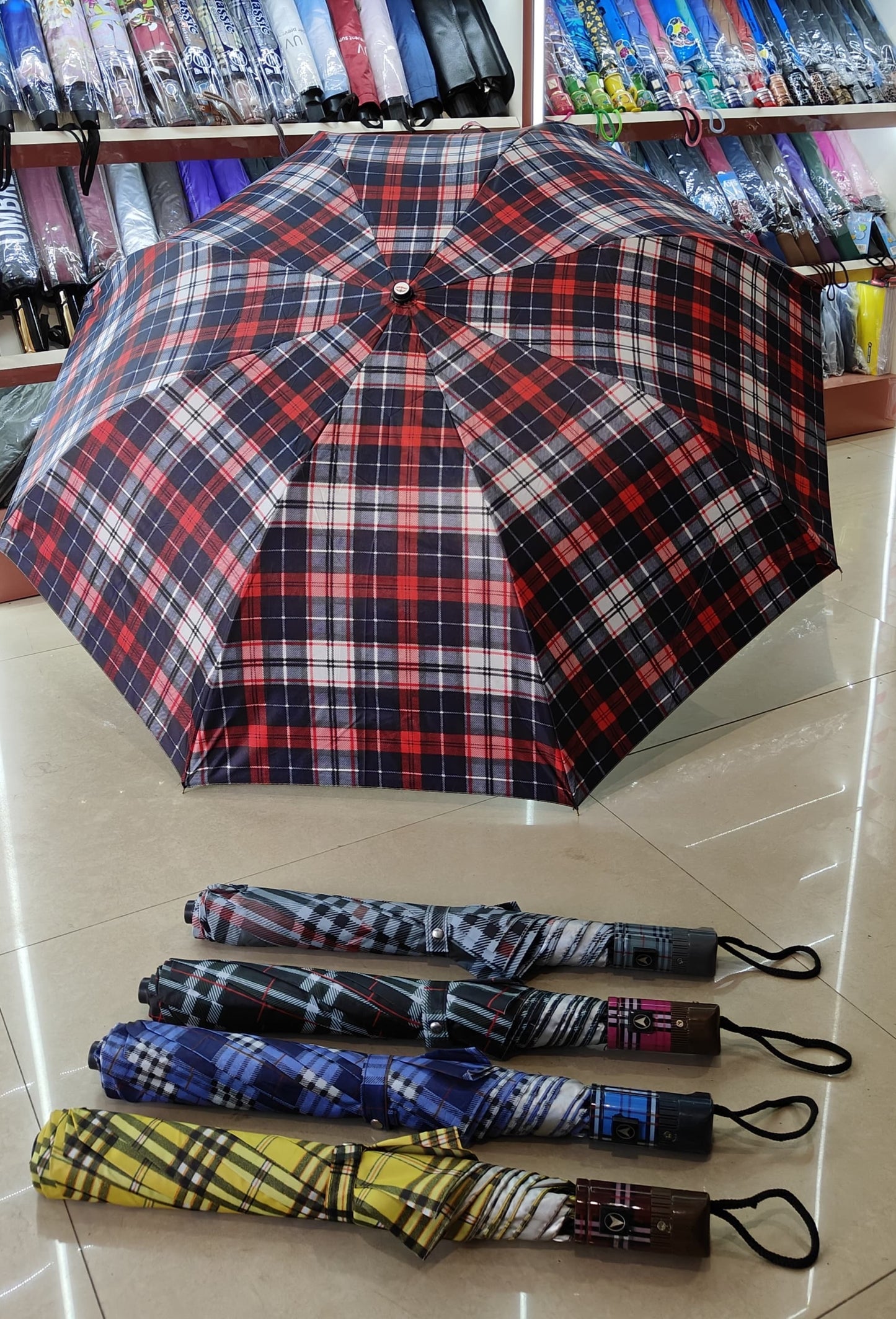 24 INCH 2FOLD CHECKED UMBRELLA