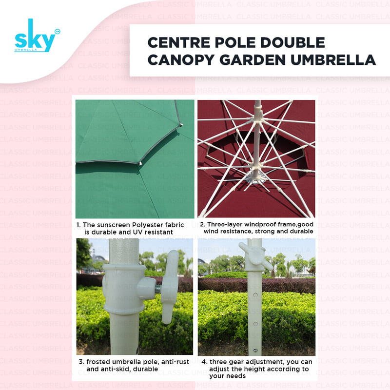 Double Canopy Center Pole Patio Umbrella