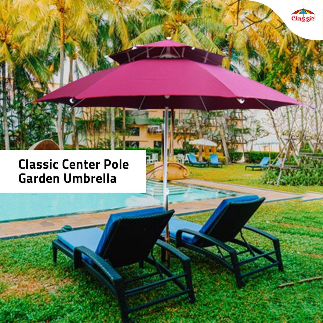 Double Canopy Center Pole Patio Umbrella