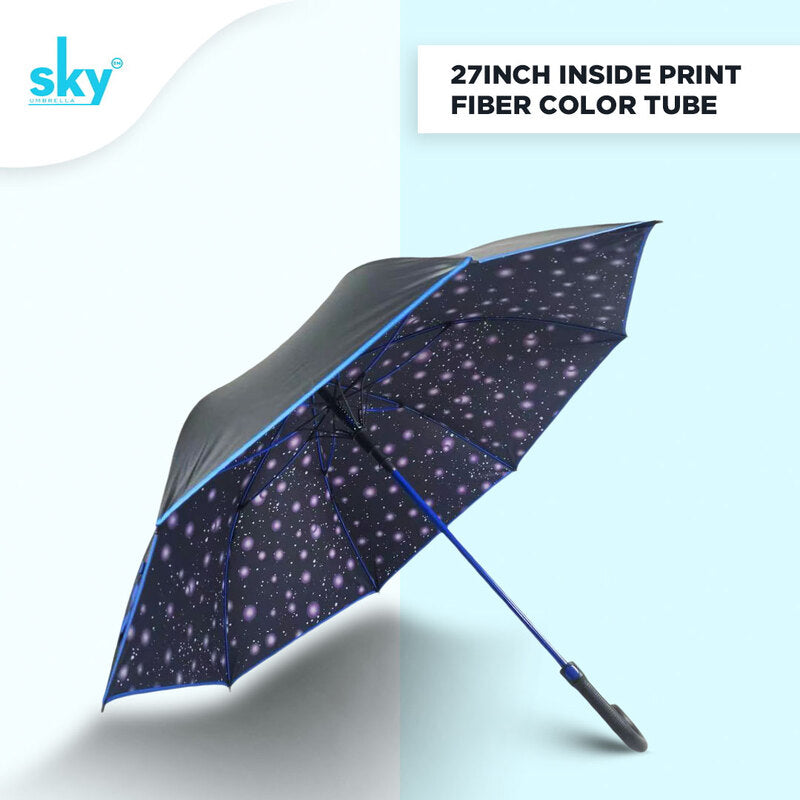 Black Fibre Inside Print Umbrella
