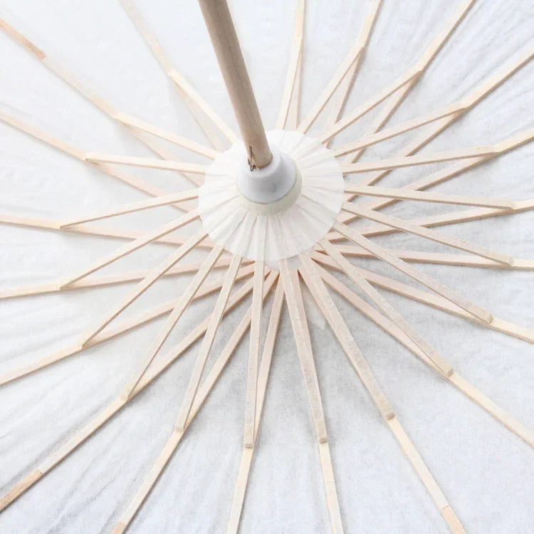 Plain white Japanese Umbrellas Oriental Style Parasol - Classic Umbrella
