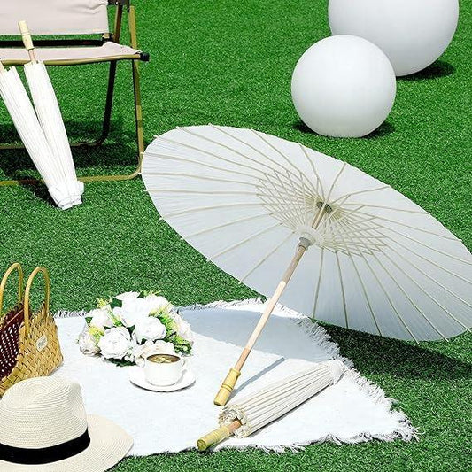 Plain white Japanese Umbrellas Oriental Style Parasol - Classic Umbrella