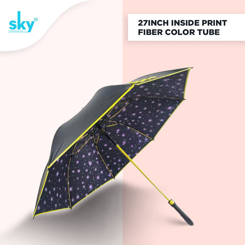 Black Fibre Inside Print Umbrella