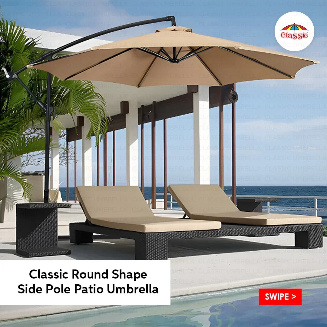 Round shape Side Pole Patio Umbrella - Classic Umbrella