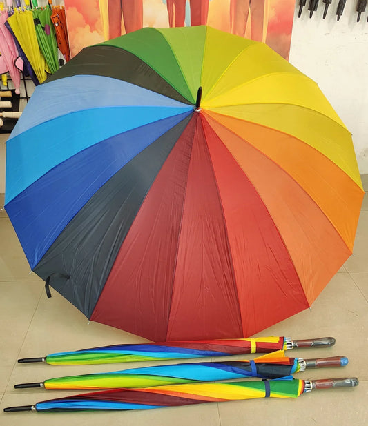 Rainbow Multi Color 16tar Automatic Sky Umbrella - Classic Umbrella