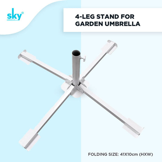 4-leg stand for garden umbrella with 'sky' brand on a light blue background