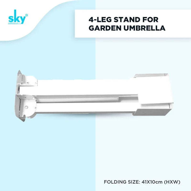 4-leg stand for garden umbrella with 'sky' brand on a light blue background