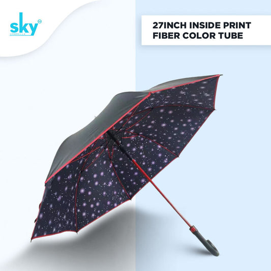 Black Fibre Inside Print Umbrella