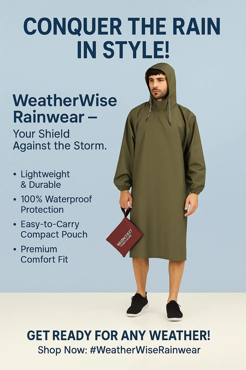 Unisex Hooded Rain Poncho for Adult,Waterproof, lightweight,Reusable& Packable, One Size Fits Most, Free Size - Classic Umbrella
