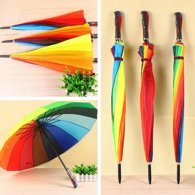 Rainbow Multi Color 16tar Automatic Sky Umbrella - Classic Umbrella