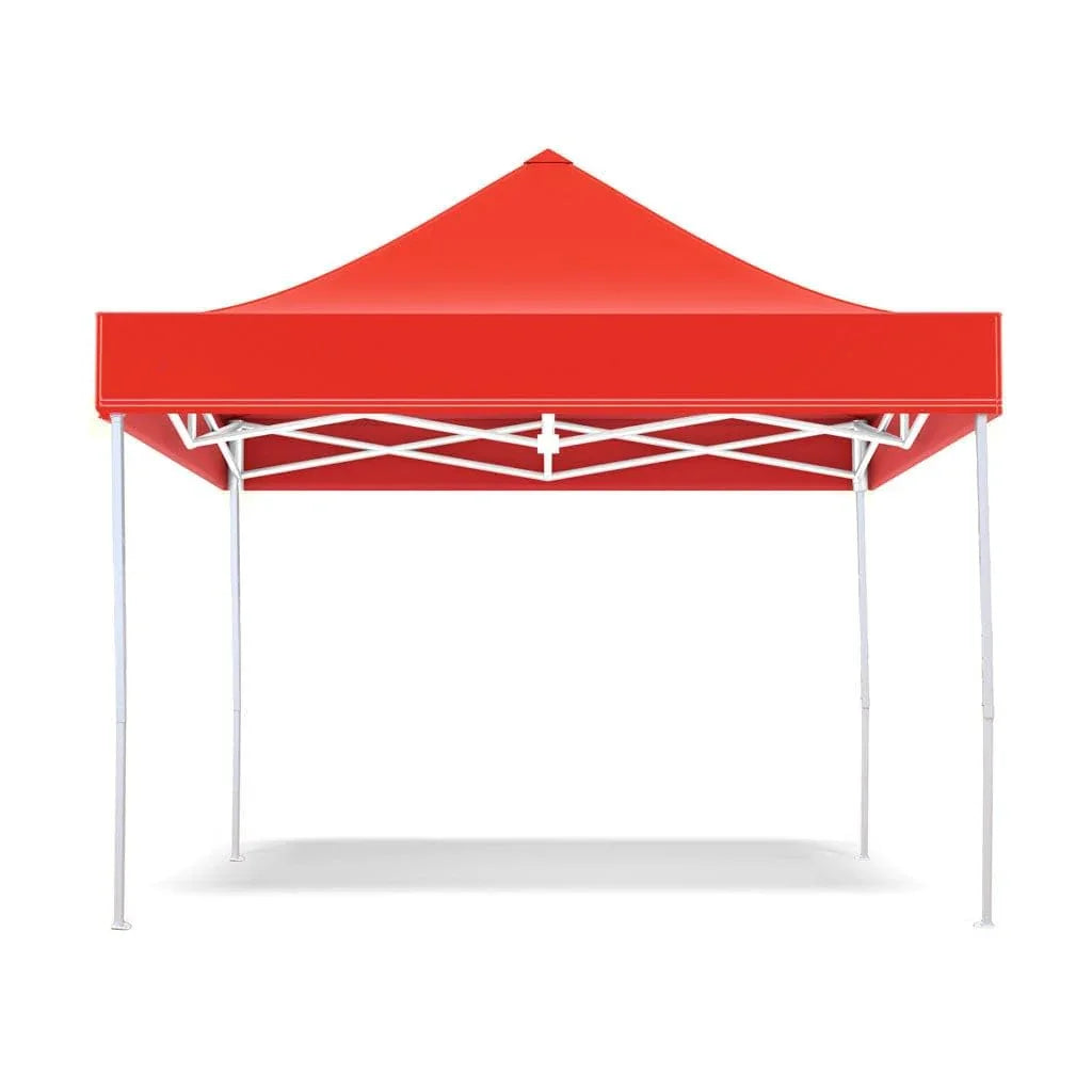 Red pop-up canopy tent on a white background