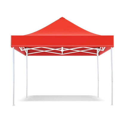 Red pop-up canopy tent on a white background