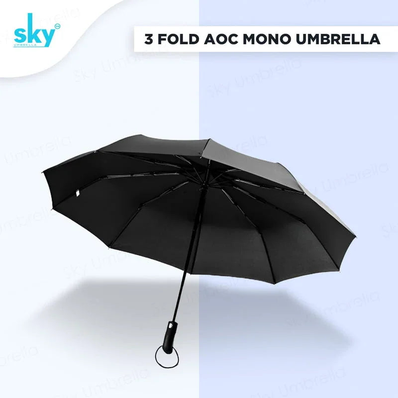 Sky 3-Fold Automatic, Windproof, Compact Design with 10 Fiberglass Ribs - Classic Umbrella