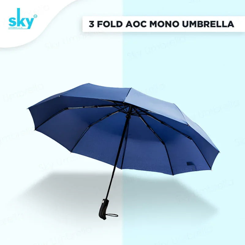 Sky 3-Fold Automatic, Windproof, Compact Design with 10 Fiberglass Ribs - Classic Umbrella