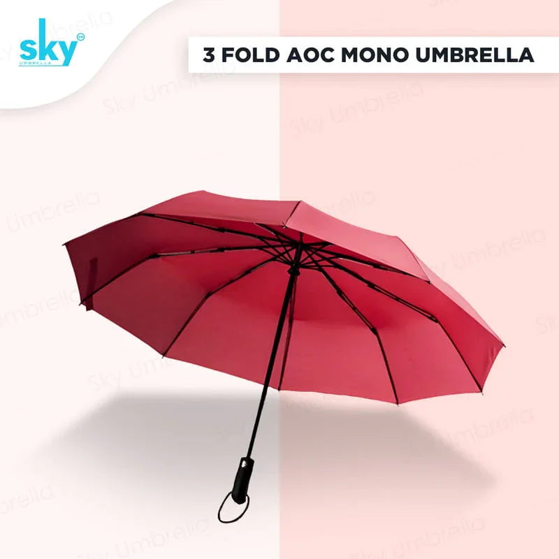 Sky 3-Fold Automatic, Windproof, Compact Design with 10 Fiberglass Ribs - Classic Umbrella