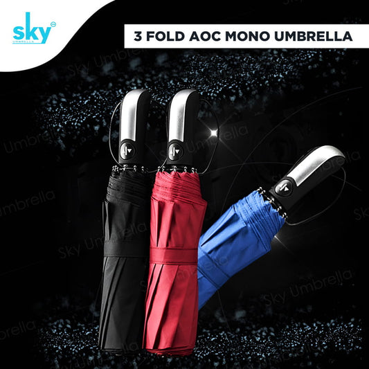 Sky 3-Fold Automatic, Windproof, Compact Design with 10 Fiberglass Ribs
