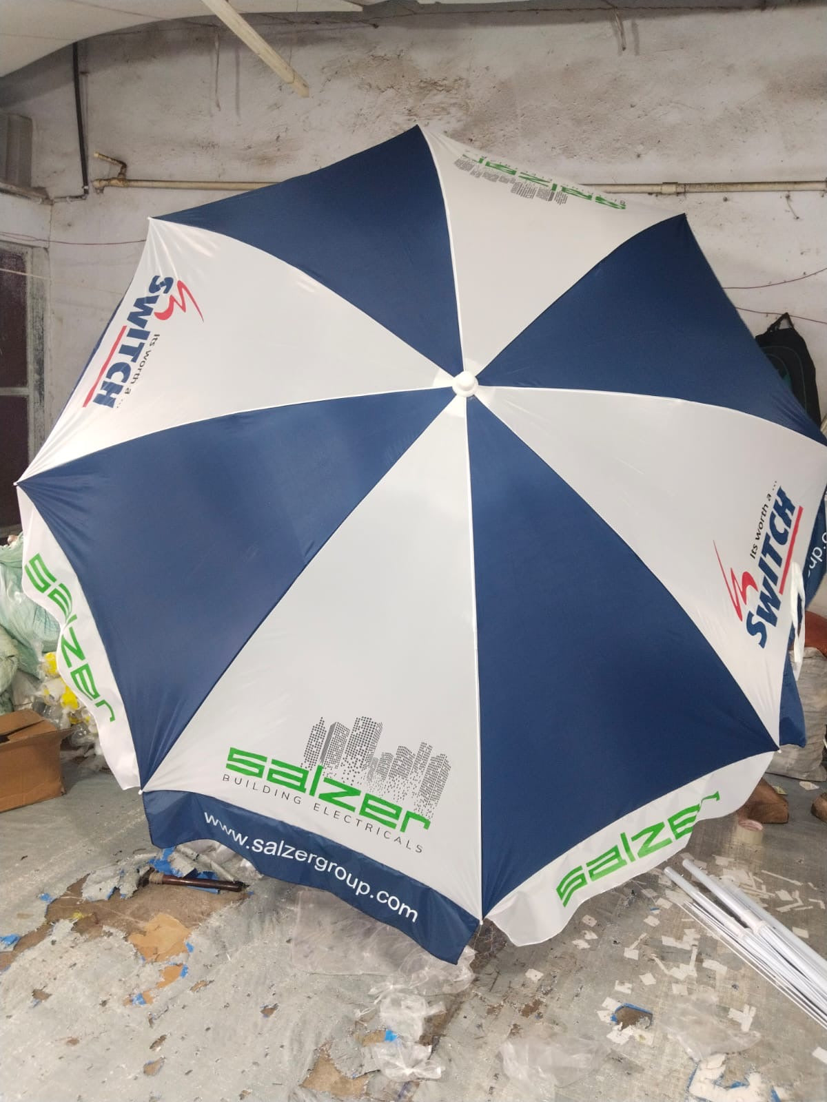 Promotional Navy Blue White Garden Umbrella Sky Umbrella