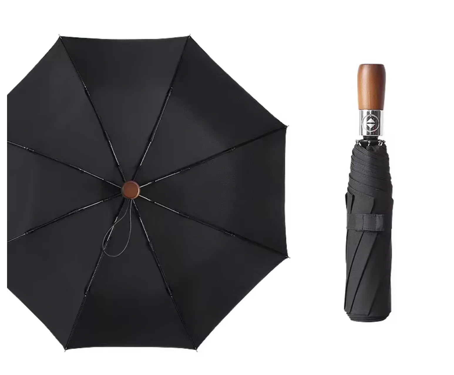 Heavy Quality Wooden Handle 10k Automatic Men Windproof Folding Umbrella - Classic Umbrella