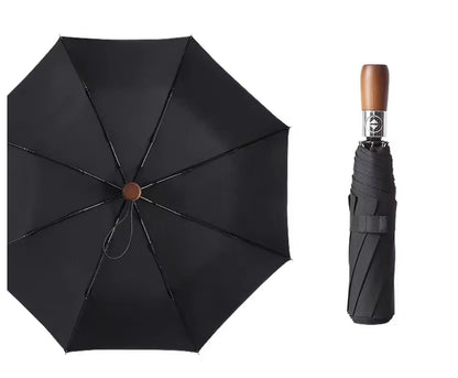Heavy Quality Wooden Handle 10k Automatic Men Windproof Folding Umbrella - Classic Umbrella