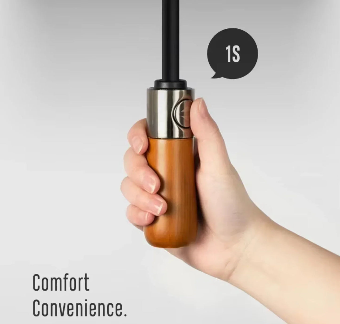 Heavy Quality Wooden Handle 10k Automatic Men Windproof Folding Umbrella - Classic Umbrella