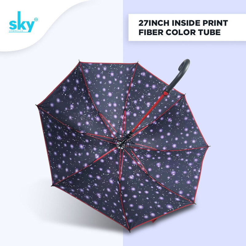 Black Fibre Inside Print Umbrella